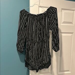 Fun 2 Fun Black and White Striped Romper